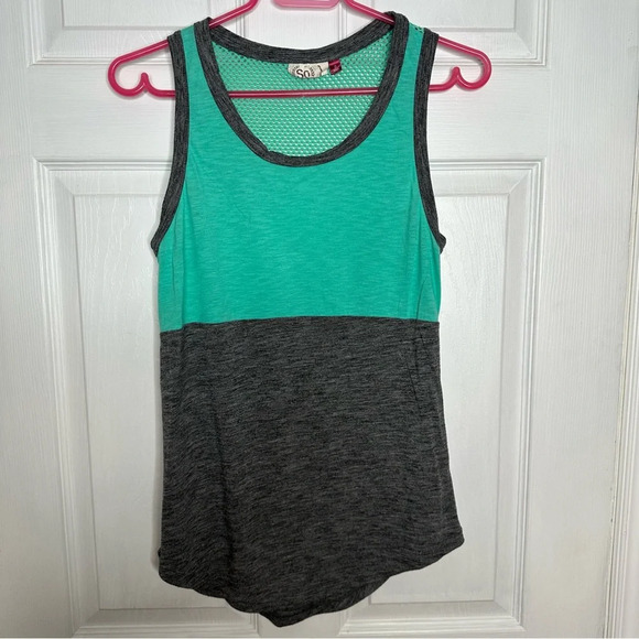 SO Tank Top Colourblock Teal & Grey Size Small - Picture 1 of 16
